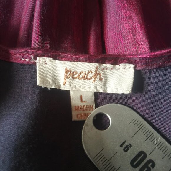 Peach wine metallic long sleeve women's size L blouse - Picture 13 of 13